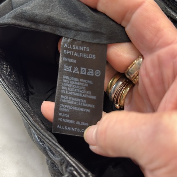 AllSaints Black Leather Cropped Pants Size 25 - Picture 10 of 11